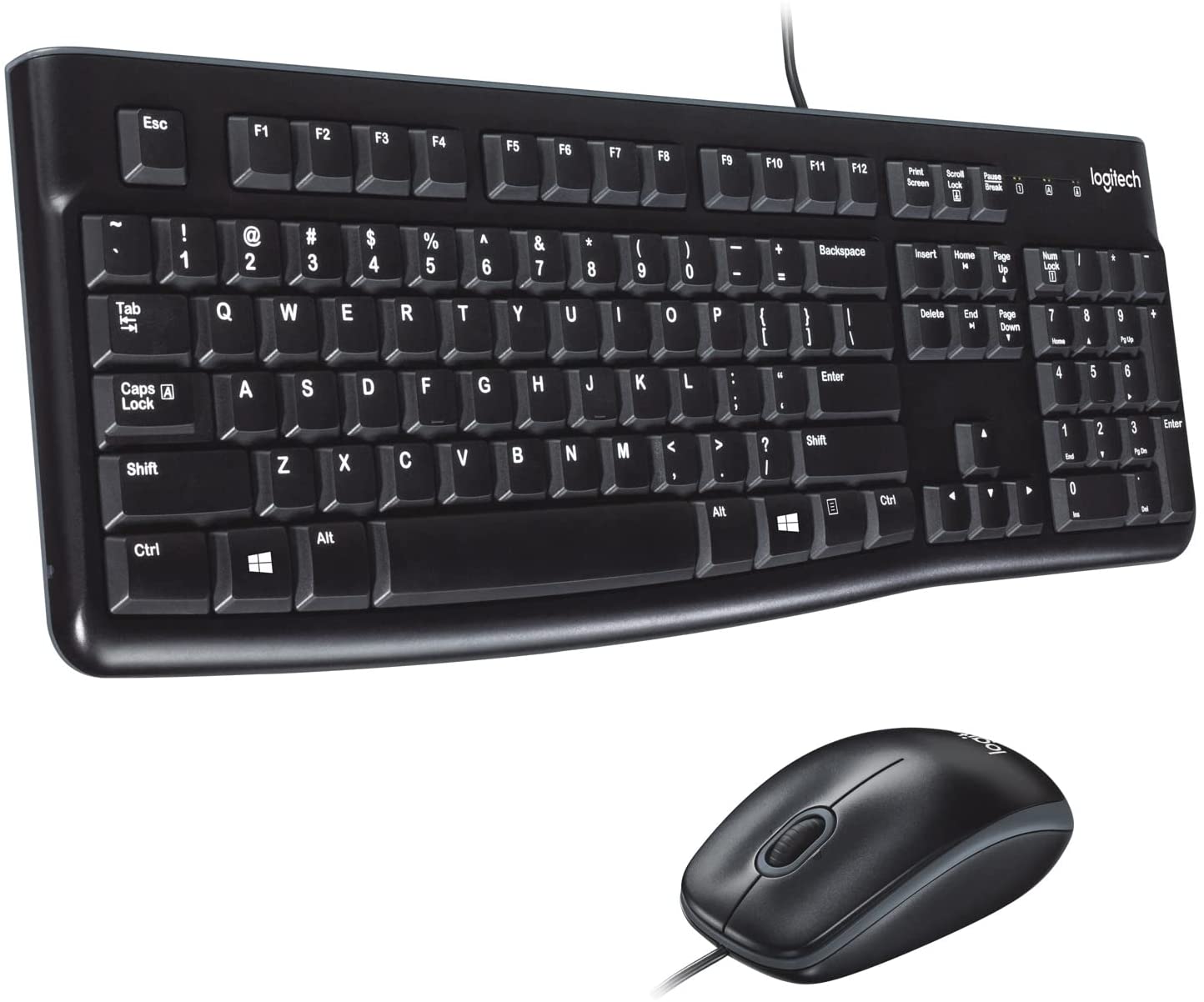 Logitech MK120 Wired Keyboard and Mouse Combo for Windows, Optical Wired Mouse, Full-Size Keyboard, USB Plug-and-Play